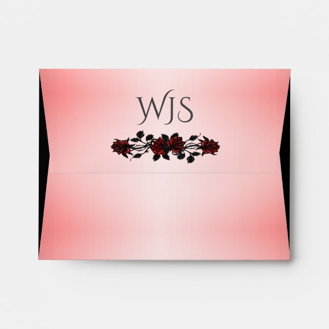 Enveloppe de monogramme de mariage gothique Rose R (Dos (Haut rabat))