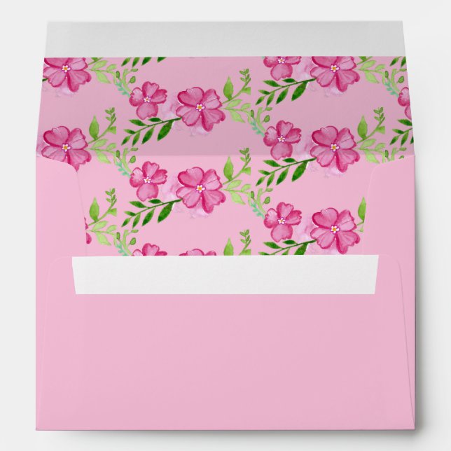 Enveloppe de monogramme rose floral avec fleurs à  (Dos (Bas))