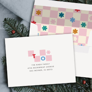 Enveloppe de Noël à étoiles en damier