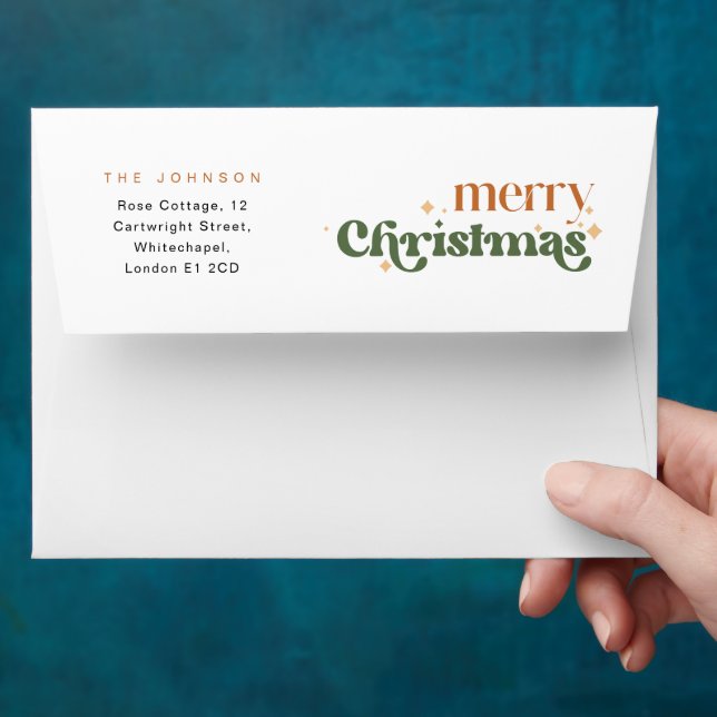 Enveloppe de Noël avec typographie rétro moderne (Hand)