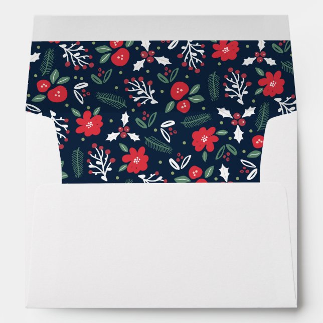 Enveloppe de Noël bleu floral de la Marine (Dos (Bas))