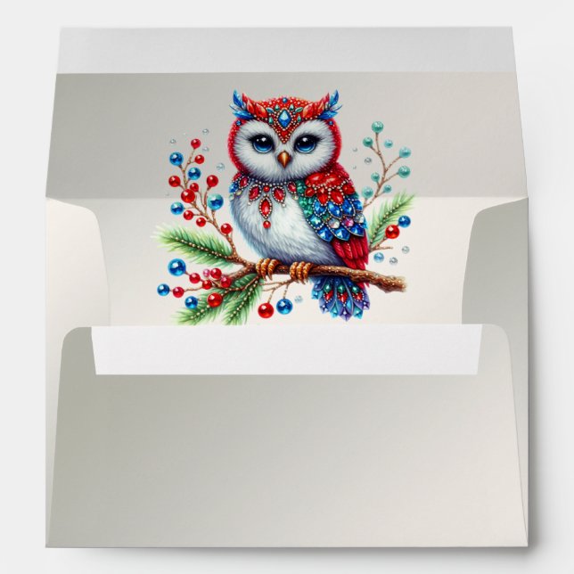 Enveloppe de Noël Colorée Chouette (Dos (Bas))