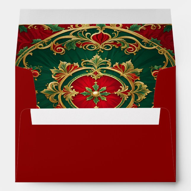 Enveloppe de Noël Décoratif Vert Rouge (Dos (Bas))