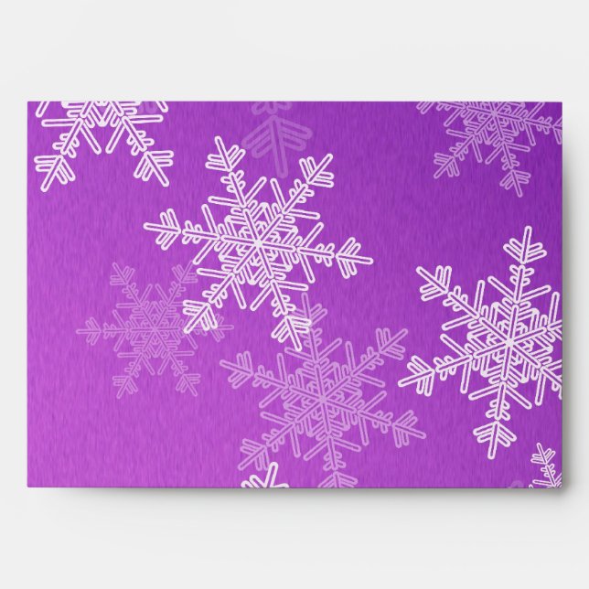 Enveloppe de Noël des flocons de neige violets (Devant)