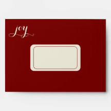 Enveloppe de Noël élégante rouge calligraphie Joie