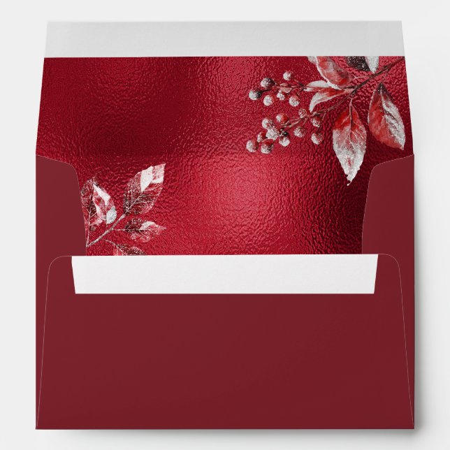 Enveloppe de Noël Feuille rouge neige (Dos (Bas))