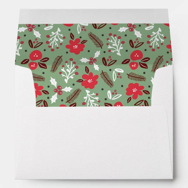 Enveloppe de Noël Floral Vert Sage (Dos (Bas))