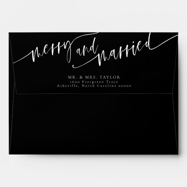 Enveloppe de Noël Joyeuse et mariée (Dos (Haut rabat))