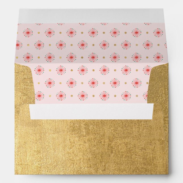 Enveloppe de Noël métallique rose or (Dos (Bas))