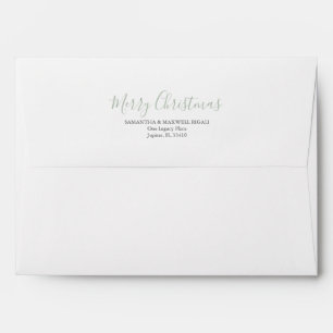 Enveloppe de Noël moderne Sage vert pré-adressé