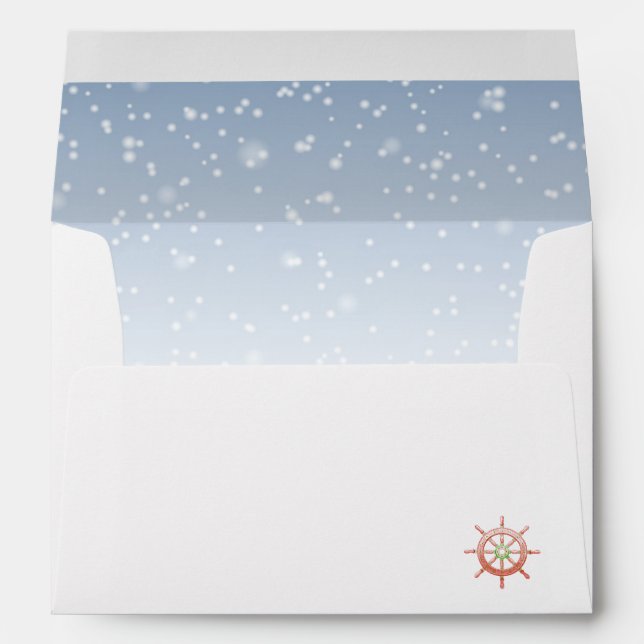Enveloppe de Noël nautique bordée de neige (Dos (Bas))