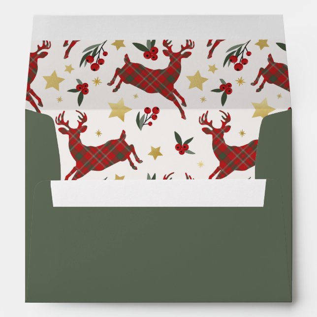 Enveloppe de Noël Plaid Reindeer Liner (Dos (Bas))
