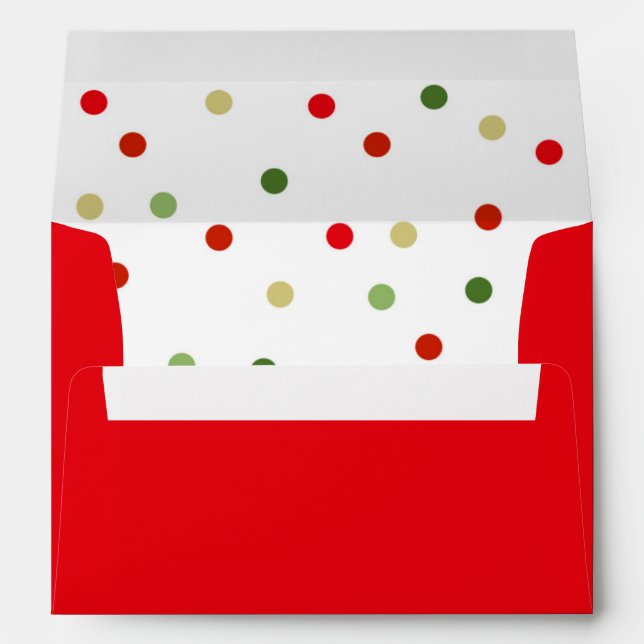 Enveloppe de Noël Polka rouge et verte (Dos (Bas))