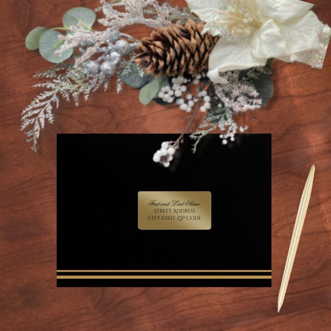 Enveloppe de Noël professionnelle or sur fond noir (Créateur téléchargé)
