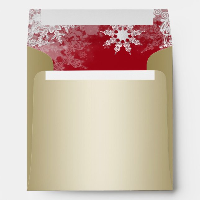 Enveloppe de Noël Red Gold Snowflake (Dos (Bas))