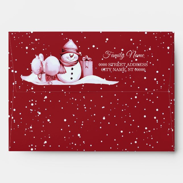 Enveloppe de Noël Red Snowman Snowy (Dos (Haut rabat))
