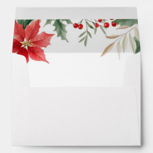 Enveloppe de Noël Rouge Poinsettia