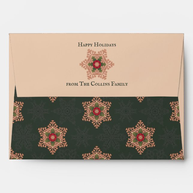 Enveloppe de Noël traditionnelle Holly Star Green (Dos (Haut rabat))
