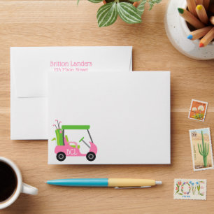 Enveloppe de papeterie personnalisée Pink & Green