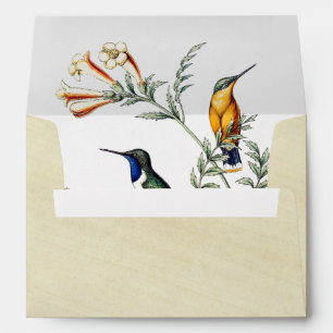 Enveloppe de papier de riz de fleurs d'oiseaux de