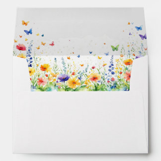 Enveloppe de papillons du jardin fleuri du printem