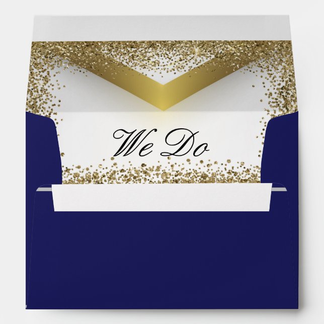 Enveloppe de parties scintillant en or bleu mariag (Dos (Bas))