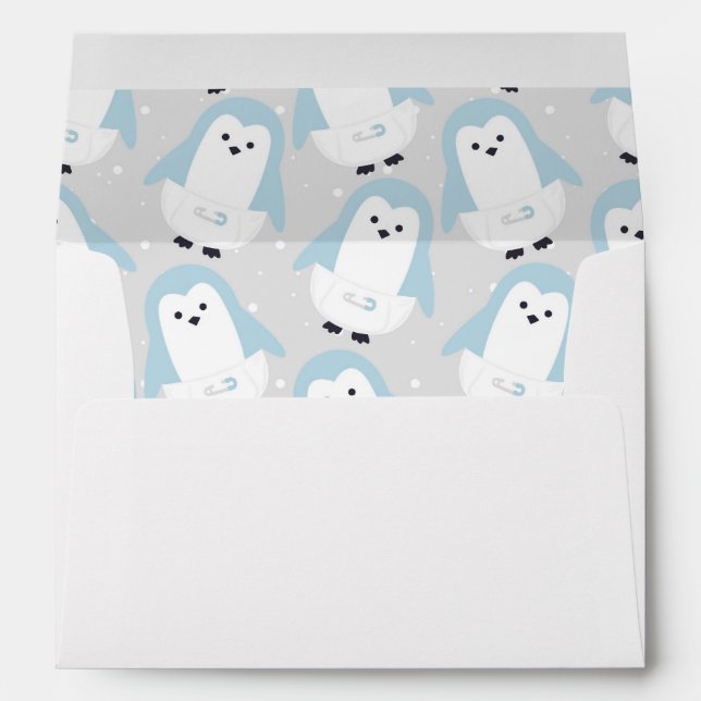 Enveloppe de pingouin bleu bébé (Dos (Bas))