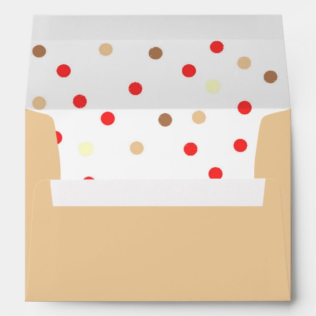 Enveloppe de points mignonne rouge et tan Polka (Dos (Bas))