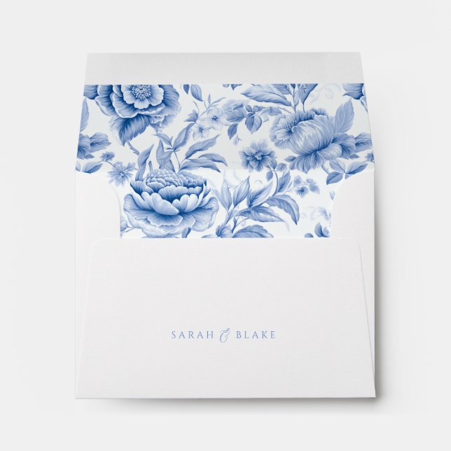 Enveloppe de réponse Floral Blanc bleu autogéré (Dos (Bas))