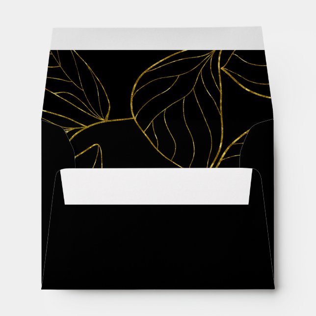 Enveloppe de réponse noir et or moderne (Dos (Bas))