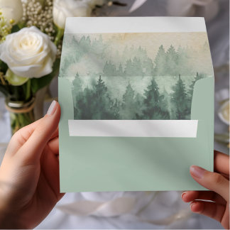 Enveloppe de retour d'adresse de mariage à la forê