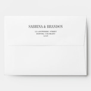 Enveloppe de retour d'adresse de mariage blanc mod