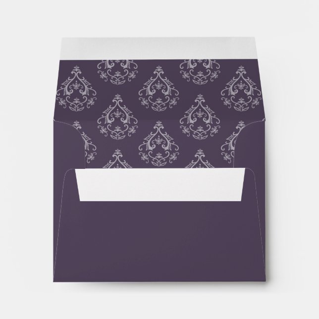 Enveloppe de retour Dark Lilac Damask R.S.V.P. (Dos (Bas))