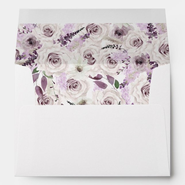 Enveloppe de Rose floral violet lavande (Dos (Bas))