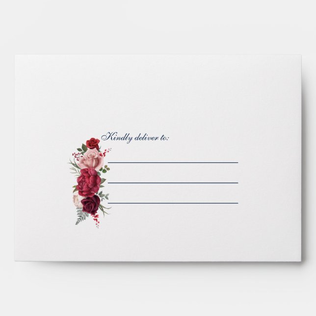 Enveloppe de script Mariage de fleurs de Bourgogne (Devant)