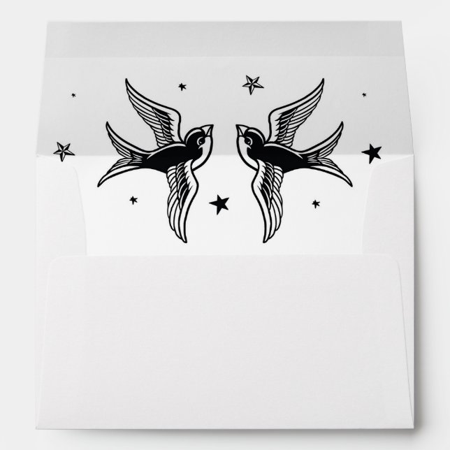 Enveloppe de tatouage mariage Oiseaux Fiançailles (Dos (Bas))