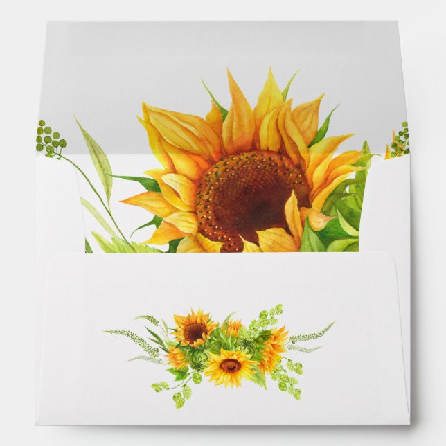 Enveloppe de tournesol aquarelle (Dos (Bas))