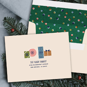 Enveloppe de vacances de cadeaux de Noël rétro vin