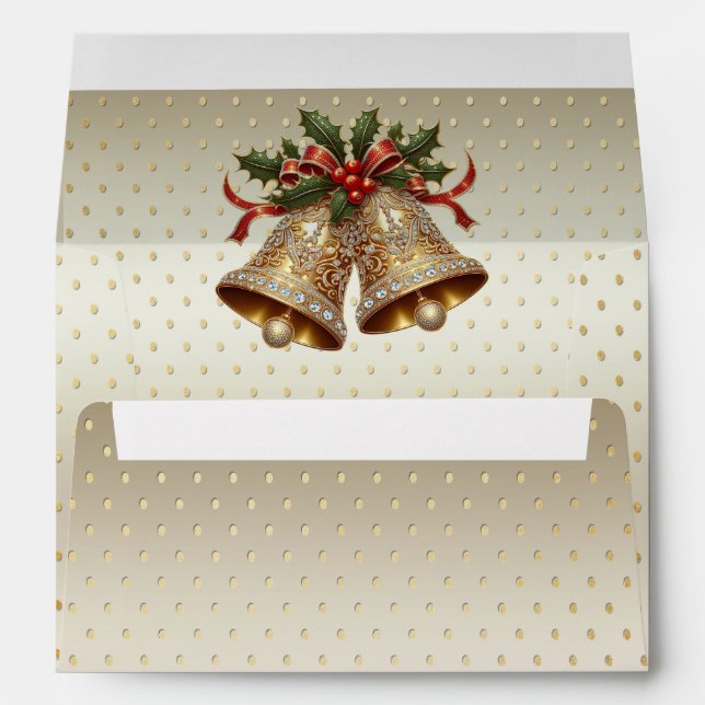 Enveloppe de vacances Gold Christmas Bells (Dos (Bas))