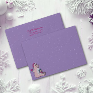 Enveloppe de vacances Ours polaire violet enneigé