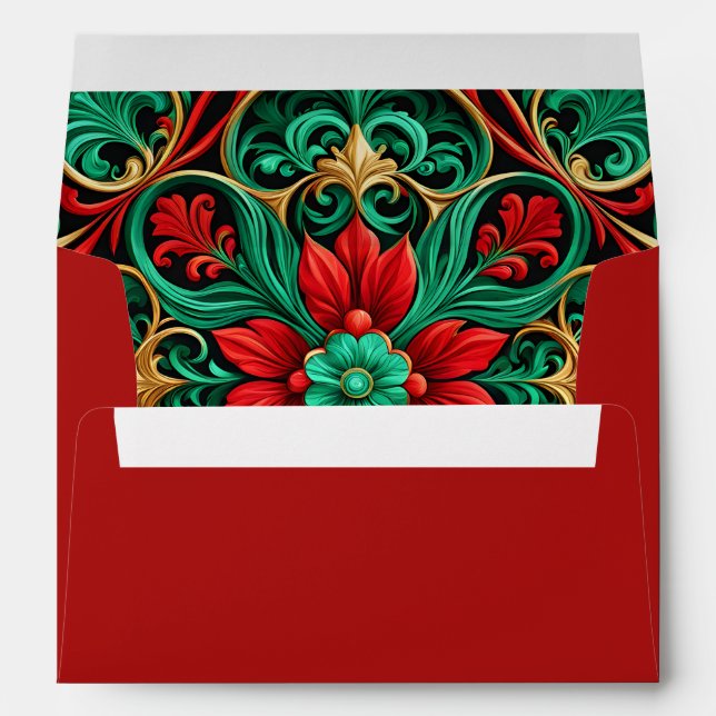 Enveloppe de vacances rouge décorative (Dos (Bas))