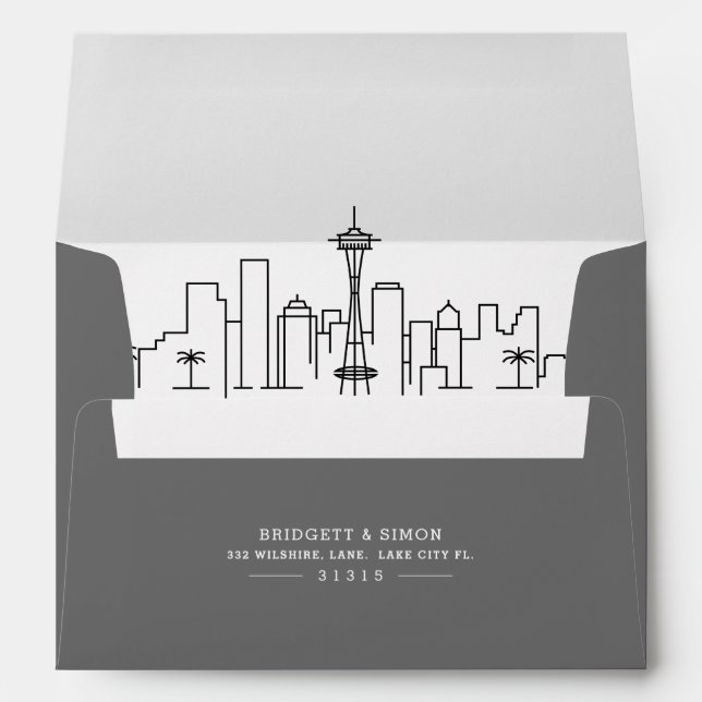 Enveloppe Déco moderne de Seattle | Révélation Skyline (Dos (Bas))