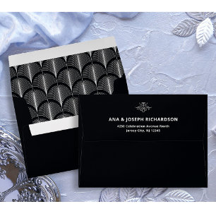 Enveloppe Déco moderne   Élégant Mariage noir et blanc