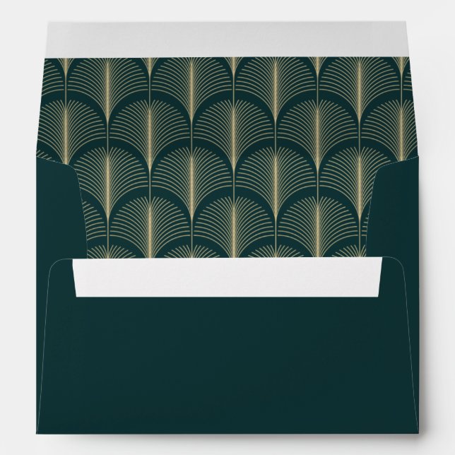 Enveloppe Déco moderne | Emerald Green et Champagne Mariage (Dos (Bas))