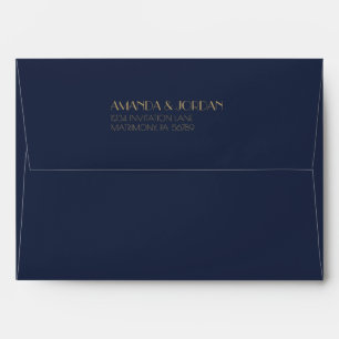 Enveloppe Déco type or Dark Navy Faire-part de mariage