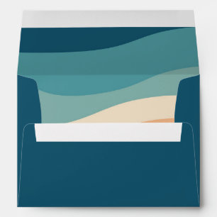 Enveloppe Décor des vagues de style rétro coloré