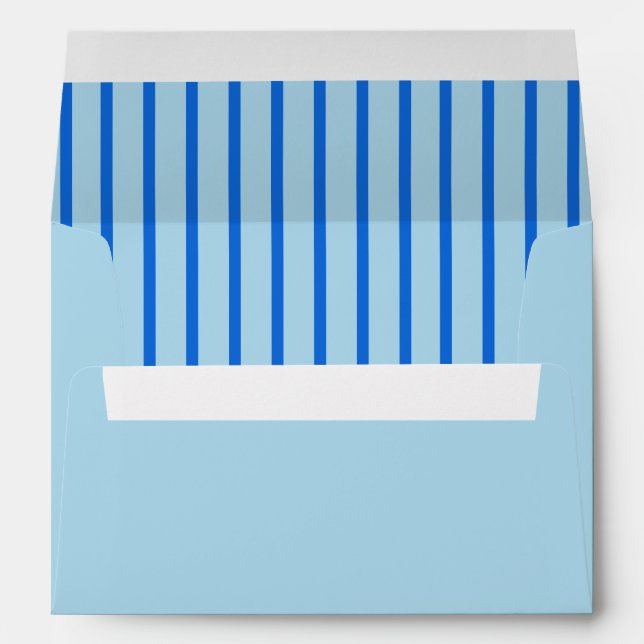Enveloppe découpée en bleu deux tons avec adresse (Dos (Bas))