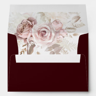 Enveloppe Deep Burgundy & Dusty Rose Blush Floral Wedding