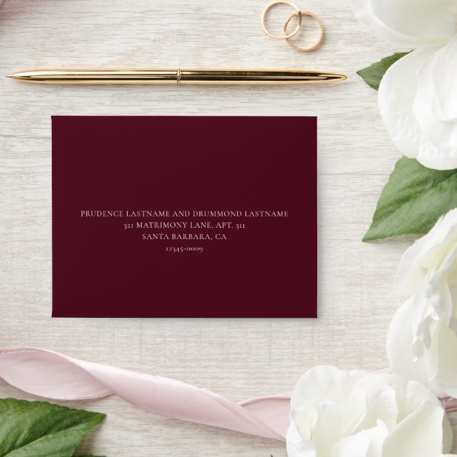 Enveloppe Deep Burgundy Elegant Classic RSVP Wedding (Wedding)