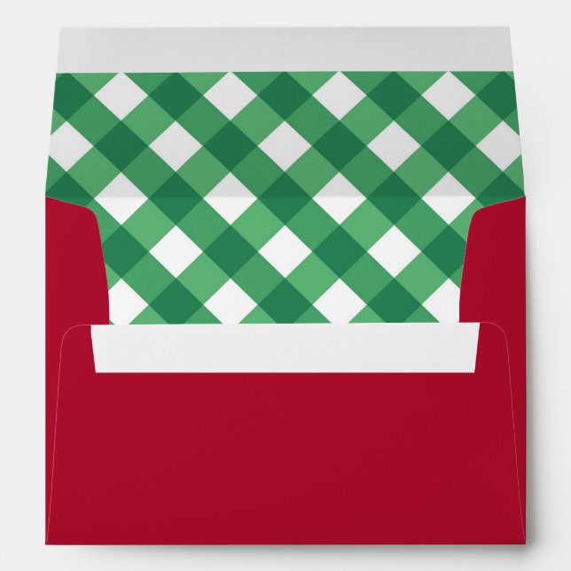 Enveloppe Deep Red % Green À damiers Liner Noël (Dos (Bas))